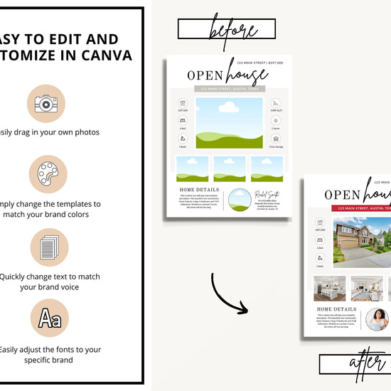Open House Flyer | Real Estate Open House Flyer Template | Just Listed Flyer | Real Estate Marketing | Editable Canva Template | Postcard
