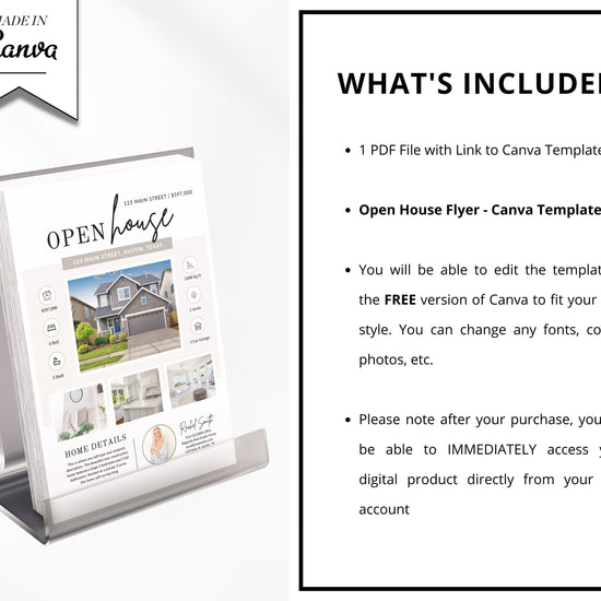 Open House Flyer | Real Estate Open House Flyer Template | Just Listed Flyer | Real Estate Marketing | Editable Canva Template | Postcard
