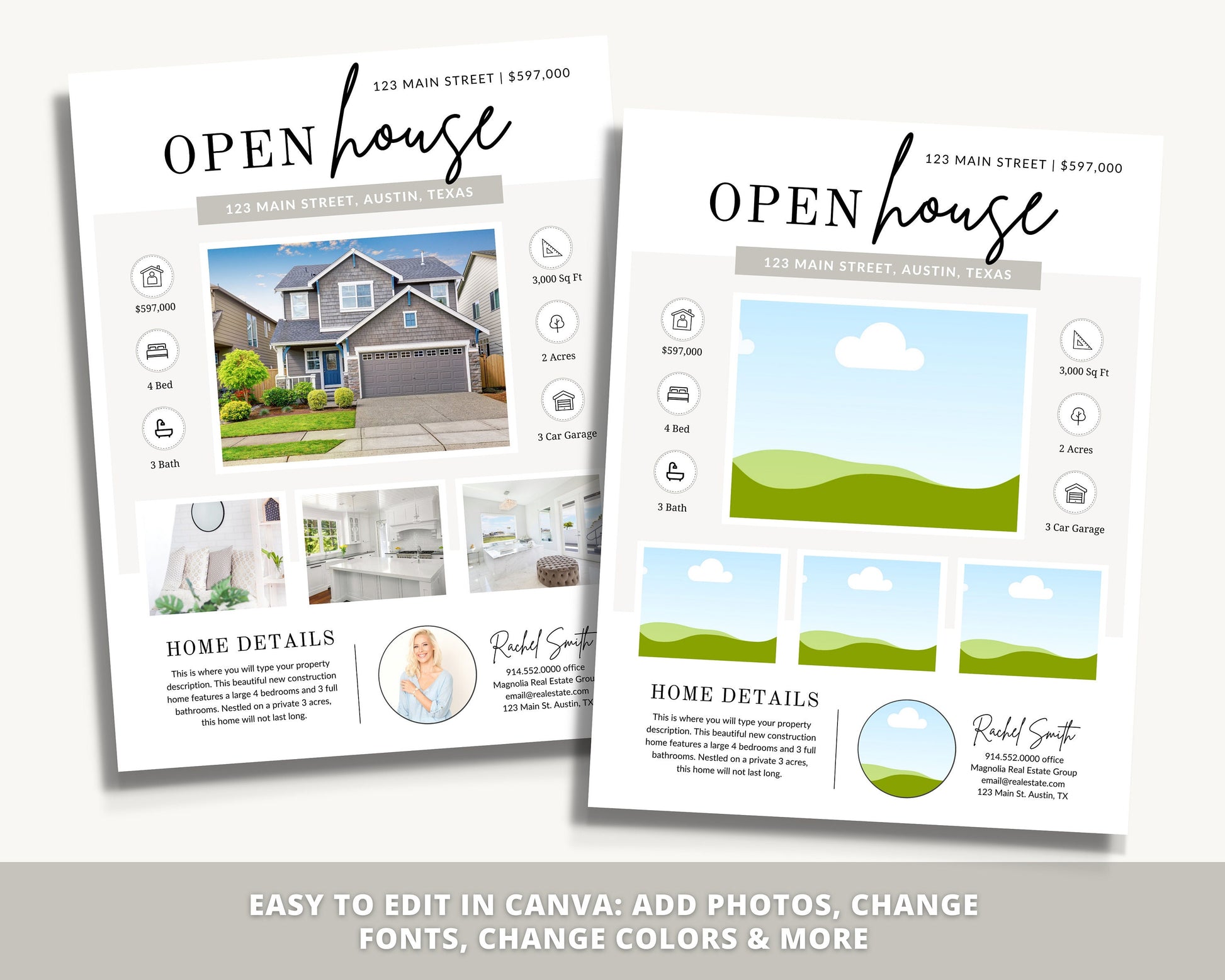 Open House Flyer | Real Estate Open House Flyer Template | Just Listed Flyer | Real Estate Marketing | Editable Canva Template | Postcard