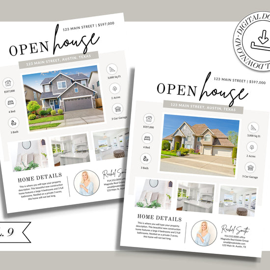 Open House Flyer | Real Estate Open House Flyer Template | Just Listed Flyer | Real Estate Marketing | Editable Canva Template | Postcard