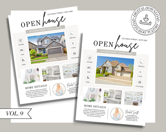 Open House Flyer | Real Estate Open House Flyer Template | Just Listed Flyer | Real Estate Marketing | Editable Canva Template | Postcard