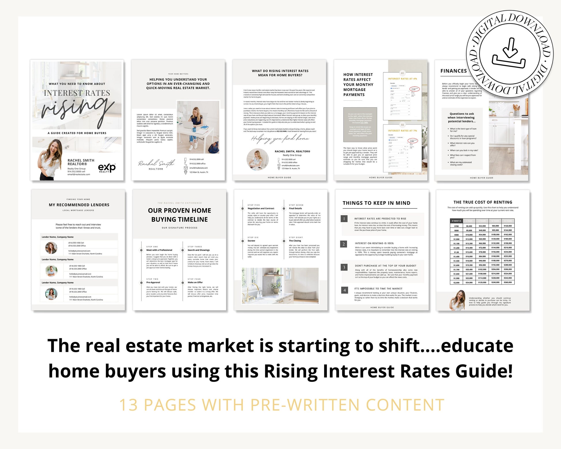 Interest Rates Rising Home Buyer Guide | Real Estate Marketing | Mortgage Lender | New Construction | Real Estate Prospecting | Canva Guide