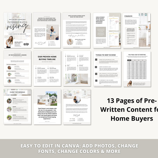 Interest Rates Rising Home Buyer Guide | Real Estate Marketing | Mortgage Lender | New Construction | Real Estate Prospecting | Canva Guide