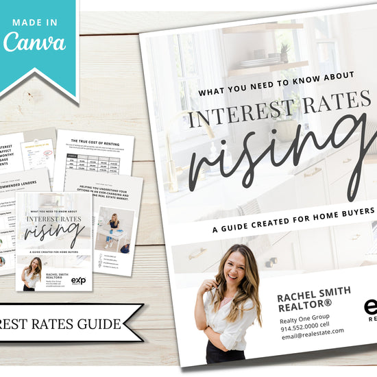 Interest Rates Rising Home Buyer Guide | Real Estate Marketing | Mortgage Lender | New Construction | Real Estate Prospecting | Canva Guide