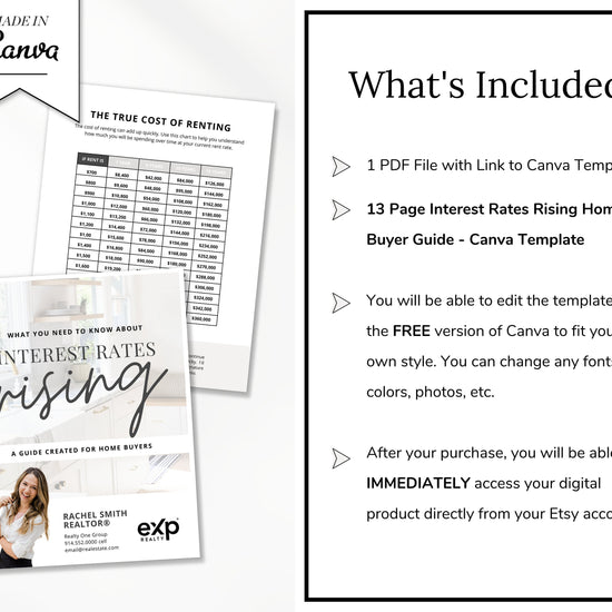 Interest Rates Rising Home Buyer Guide | Real Estate Marketing | Mortgage Lender | New Construction | Real Estate Prospecting | Canva Guide
