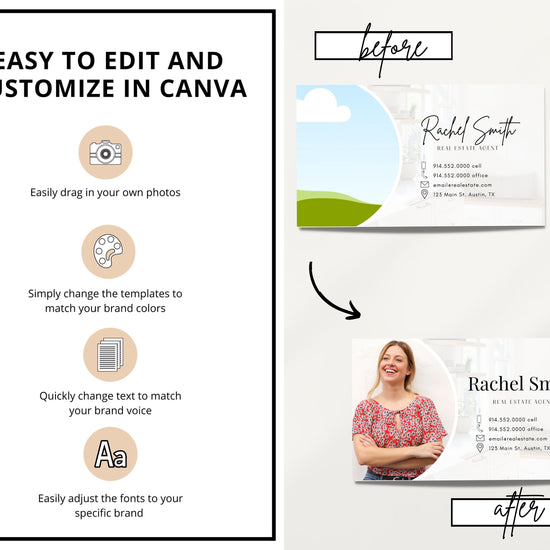 Digital Business Card & Business Card Bundle | Real Estate Marketing | Modern Real Estate Business Card | Entrepreneur | Canva Template