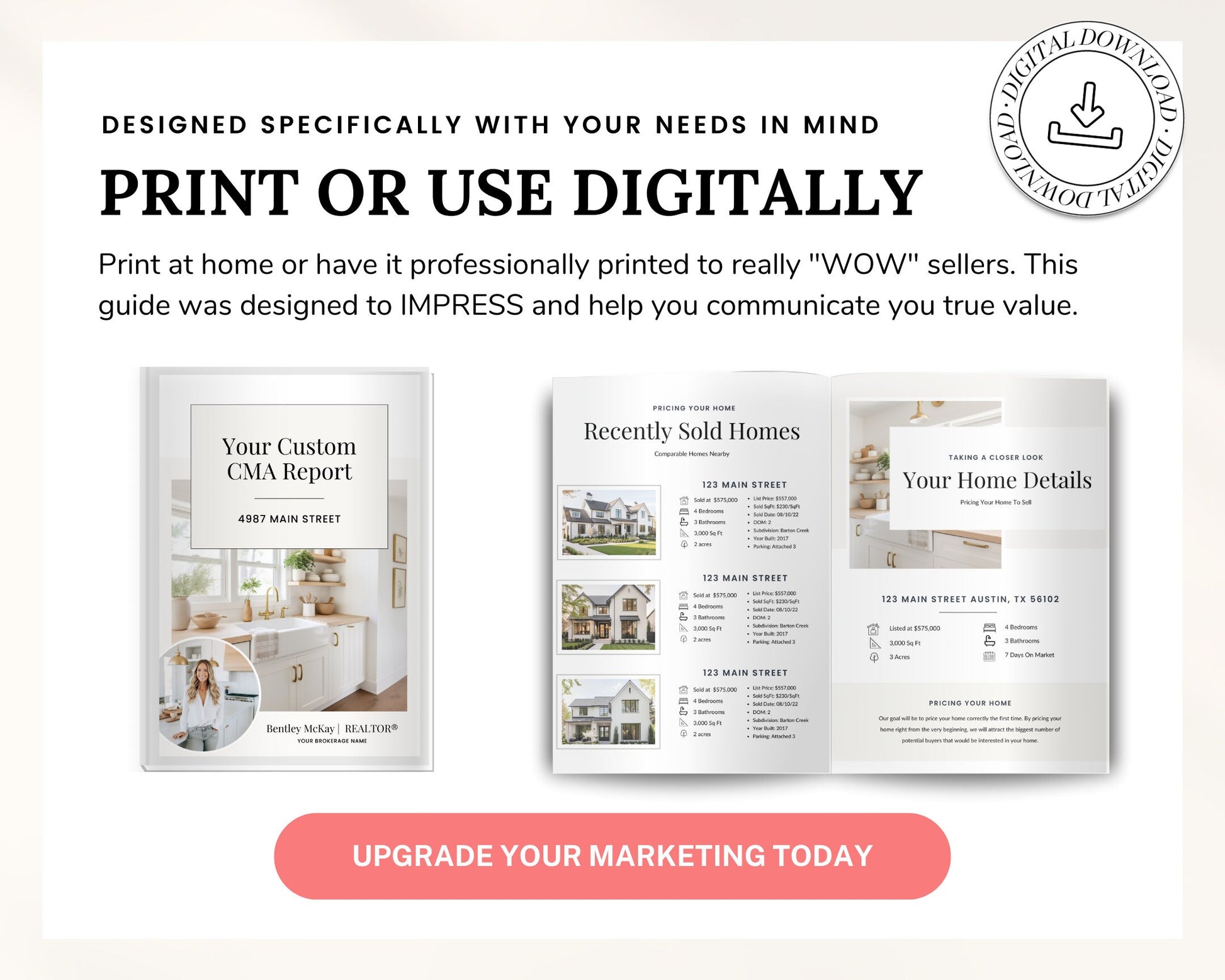 Home Equity Report | CMA Packet Clients | Comparative Market Analysis | Listing Presentation | Seller Guide Real Estate Prospecting | Canva