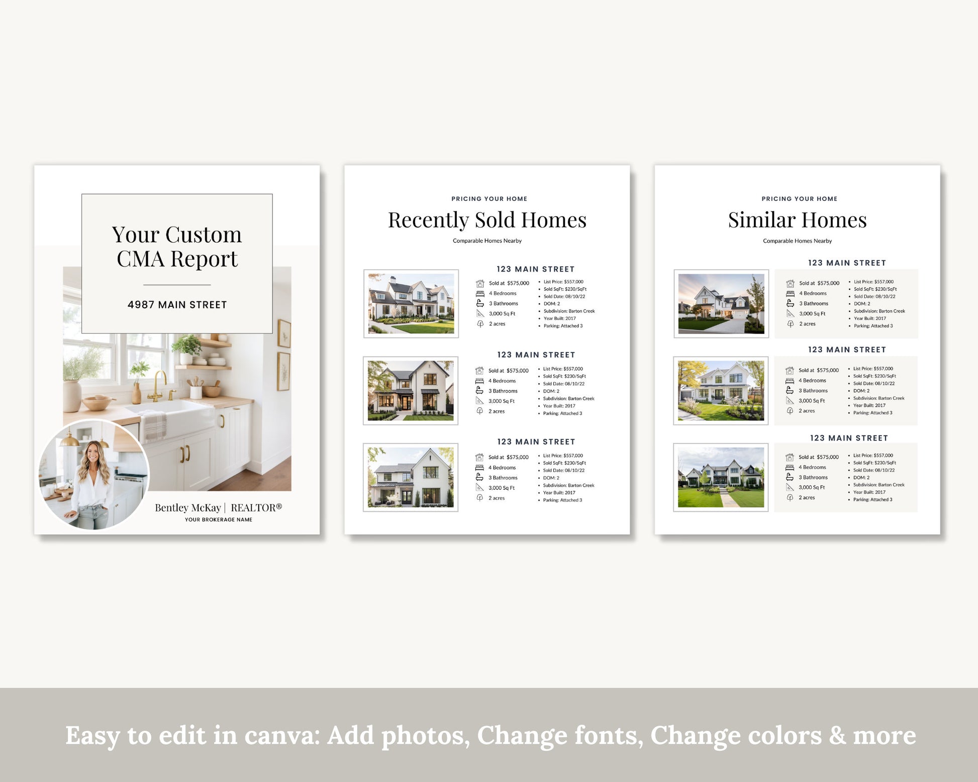 Home Equity Report | CMA Packet Clients | Comparative Market Analysis | Listing Presentation | Seller Guide Real Estate Prospecting | Canva