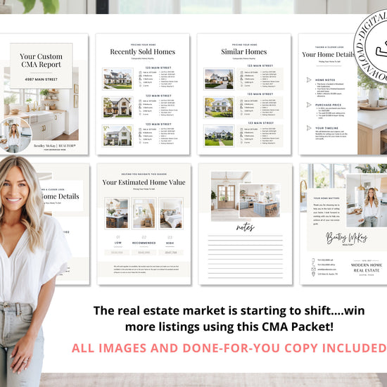 Home Equity Report | CMA Packet Clients | Comparative Market Analysis | Listing Presentation | Seller Guide Real Estate Prospecting | Canva