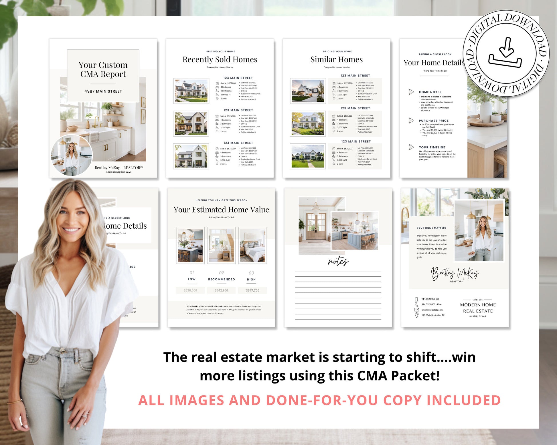 Home Equity Report | CMA Packet Clients | Comparative Market Analysis | Listing Presentation | Seller Guide Real Estate Prospecting | Canva