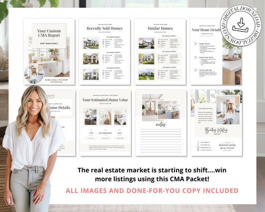 Home Equity Report | CMA Packet Clients | Comparative Market Analysis | Listing Presentation | Seller Guide Real Estate Prospecting | Canva