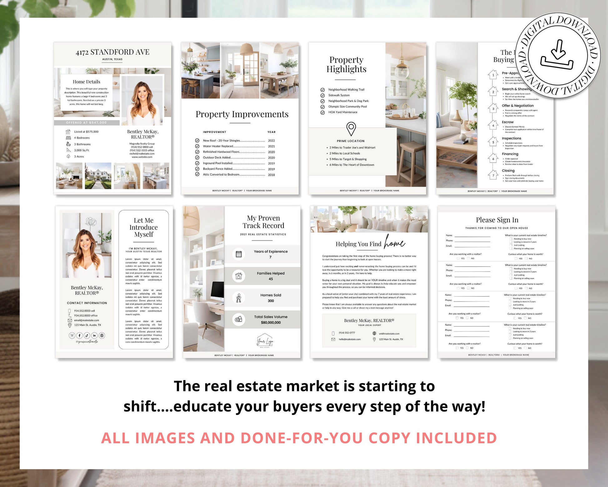 Open House Packet | Listing Flyer | Open House Sign In Sheet | Real Estate Marketing | Home Buyer Guide | Real Estate Home Feature Sheet