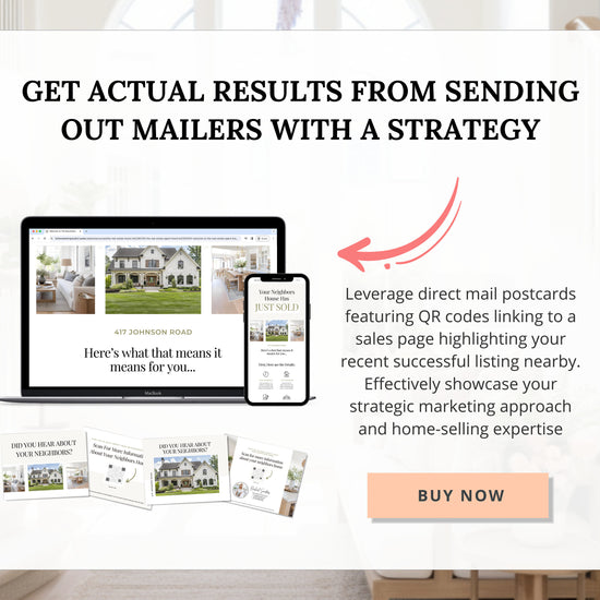 QR Code Postcard & Just Sold Landing Page | Home Seller Lead Generation | Generate Seller Leads | QR Code | Sales Page | Canva Template
