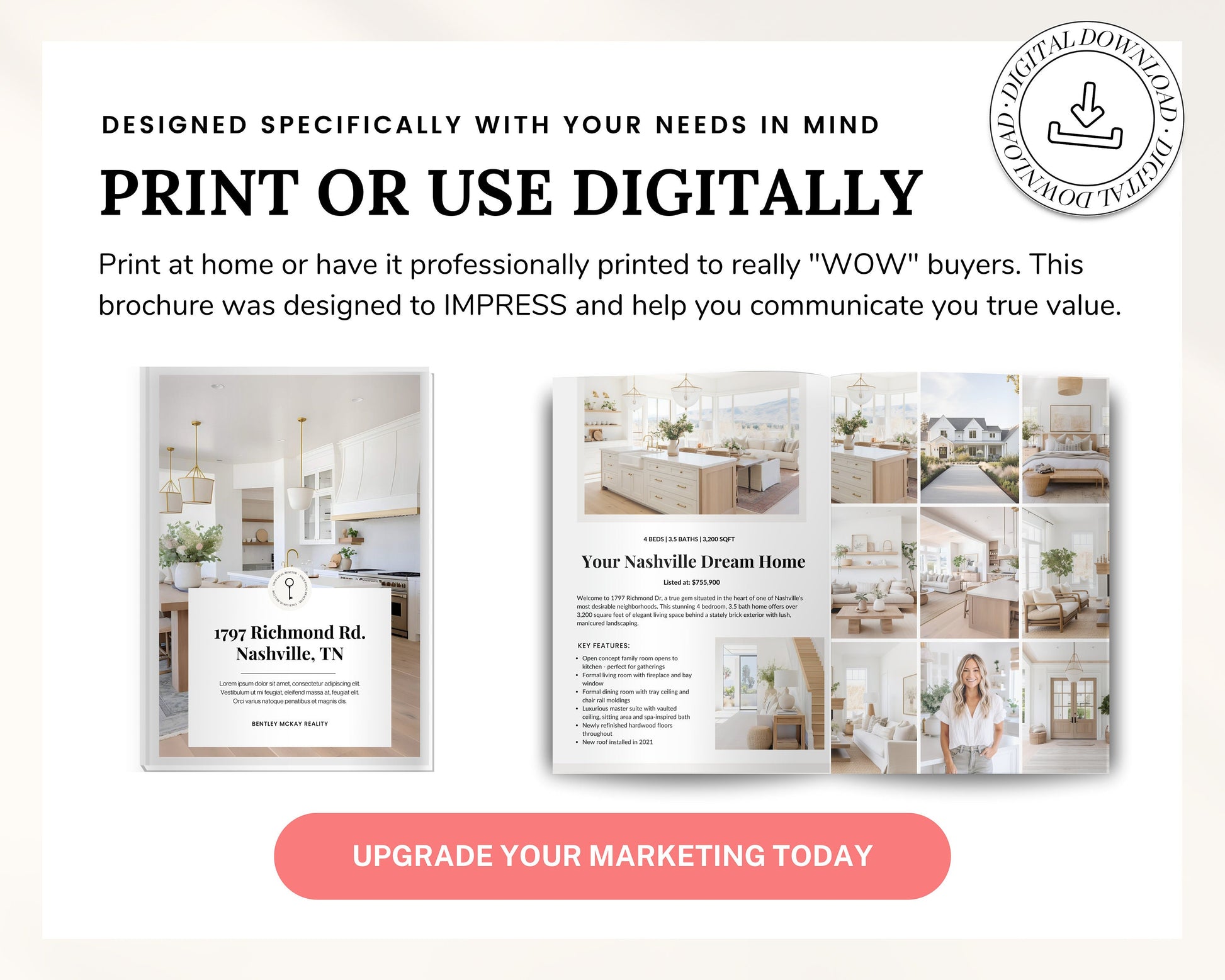 Real Estate Brochure | Property Brochure | Open House Brochure | For Sale Flyer | Listing Flyer | Real Estate Marketing | Brochure Template