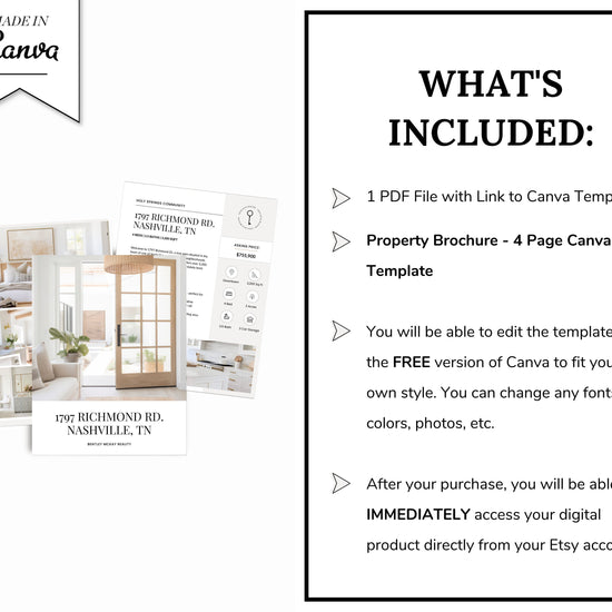 Real Estate Brochure | Property Brochure | Open House Brochure | For Sale Flyer | Listing Flyer | Real Estate Marketing | Brochure Template