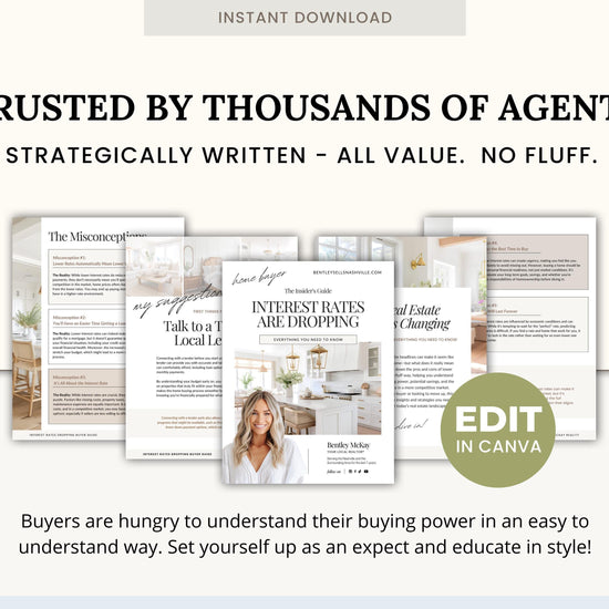 Interest Rates Dropping Home Buyer Guide | Buyer Agent Guide | NAR Settlement | Buyers Agent Commission | Real Estate Market Changing |Canva