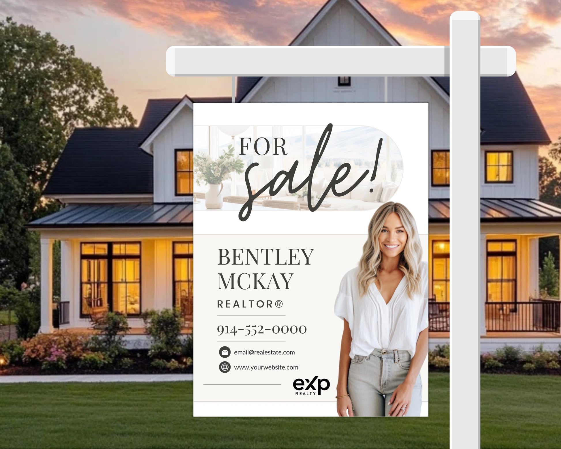 Real Estate Yard Sign Template | For Sale Sign | Property Sign | Modern For Sale Sign | Real Estate Sold Sign | Canva For Sale | Sign Rider