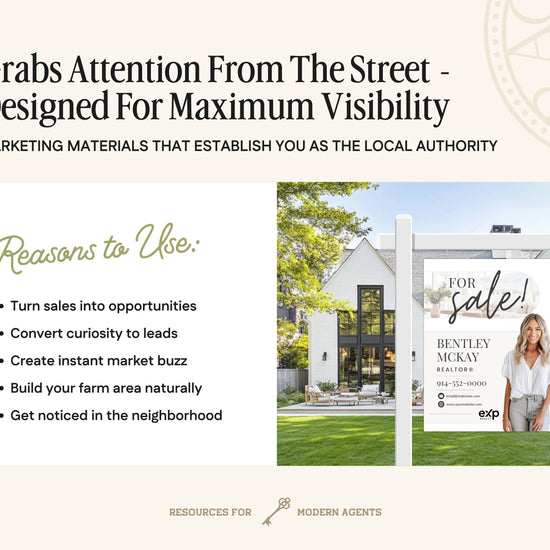 Real Estate Yard Sign Template | For Sale Sign | Property Sign | Modern For Sale Sign | Real Estate Sold Sign | Canva For Sale | Sign Rider