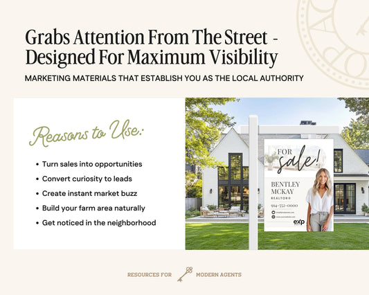 Real Estate Yard Sign Template | For Sale Sign | Property Sign | Modern For Sale Sign | Real Estate Sold Sign | Canva For Sale | Sign Rider