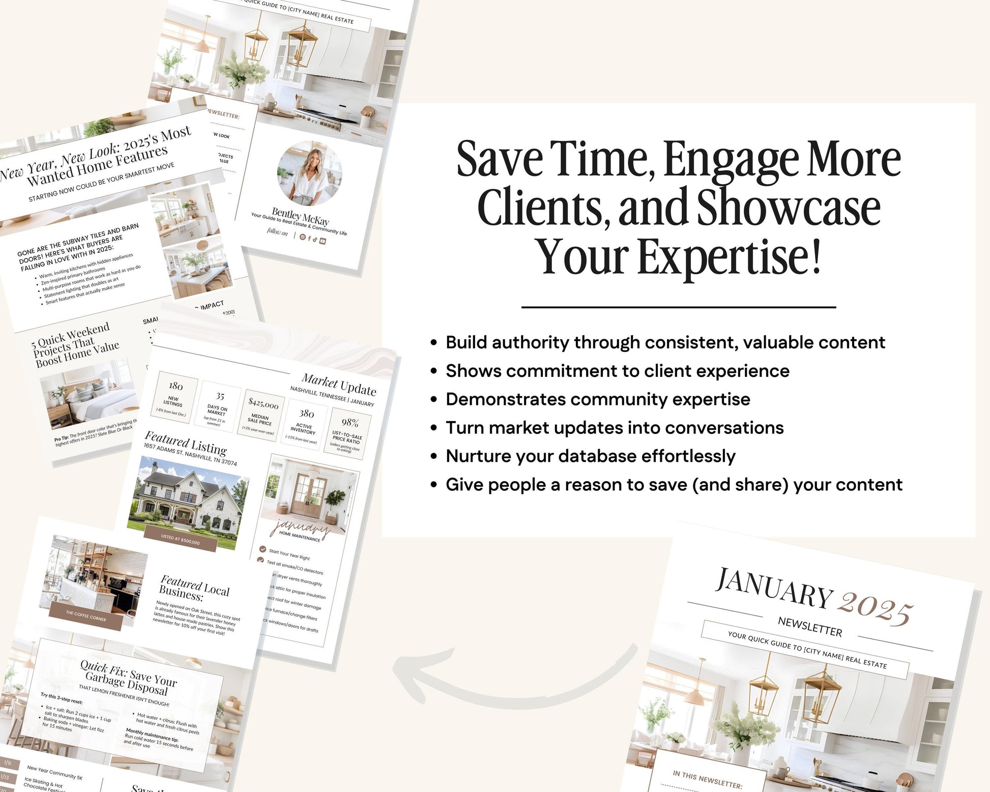 Real Estate January Newsletter | Real Estate Marketing | Real Estate Newsletter | Email Marketing | Canva Template | Printable | New Year