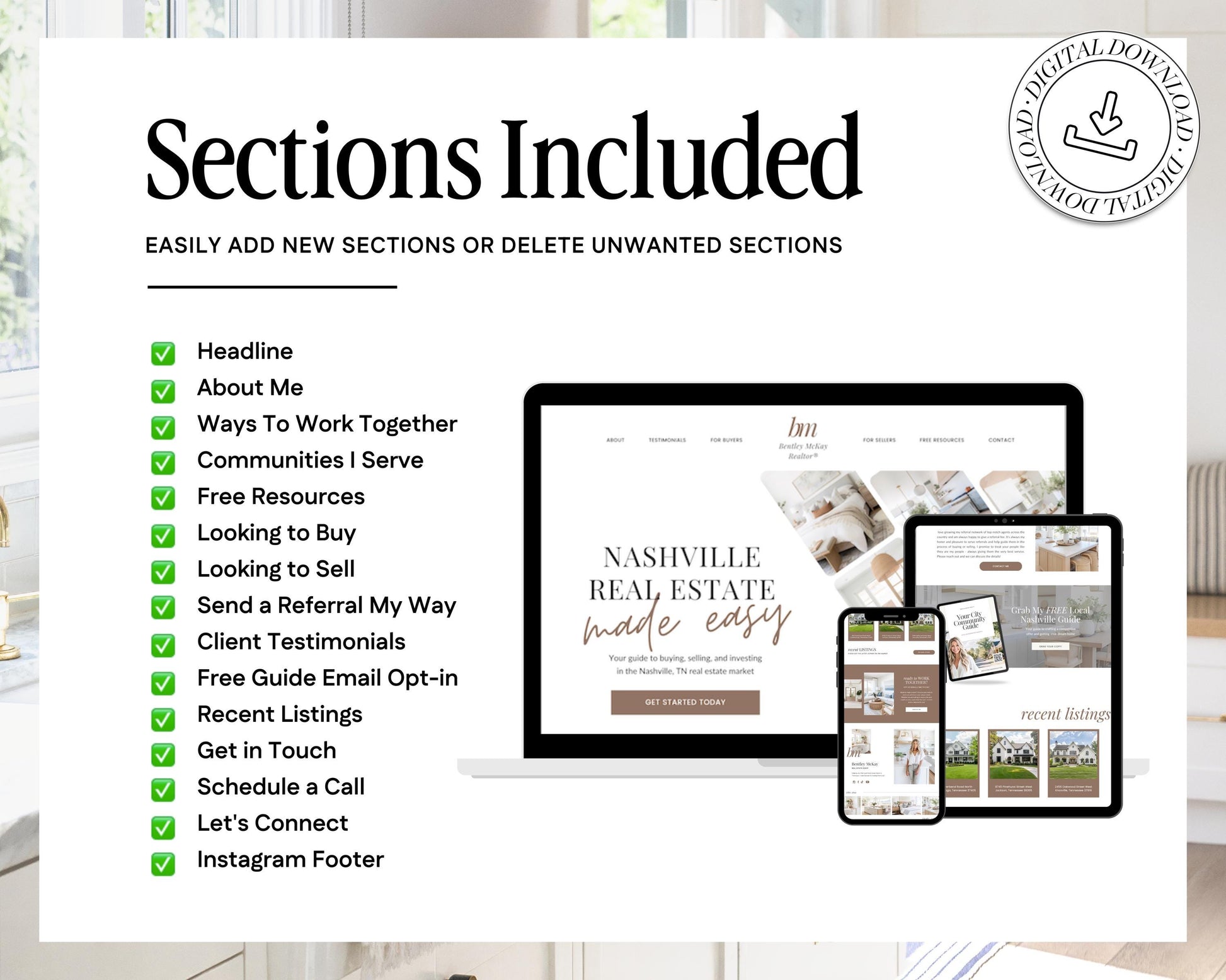 Real Estate Canva Website Template | Real Estate Agent Website Template | Landing Page | Lead Magnet | Home Buyer Guide | Home Seller Guide