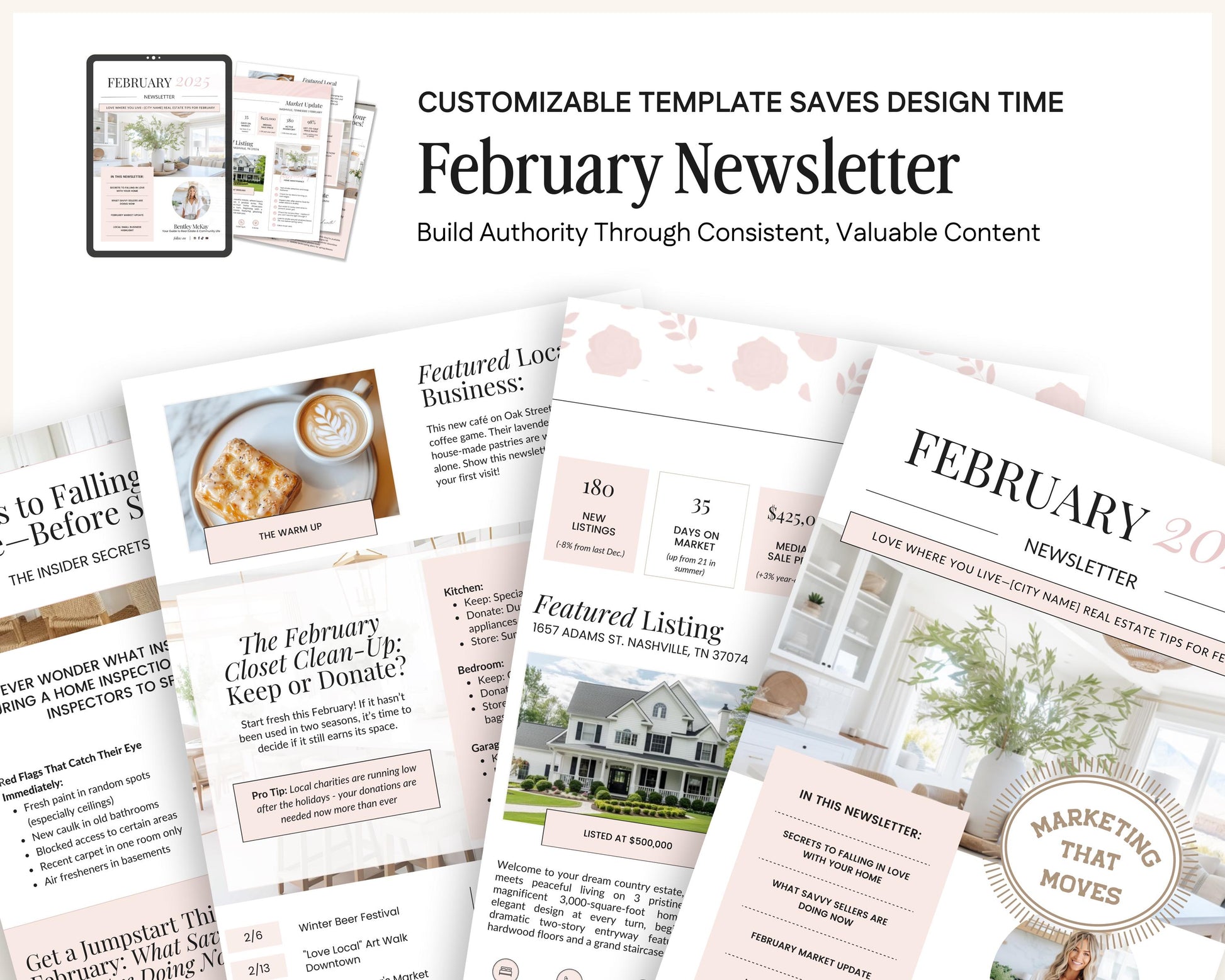 February Real Estate Newsletter | Real Estate Marketing | Real Estate Newsletter | Email Marketing | Canva Template| Printable | Valentine's