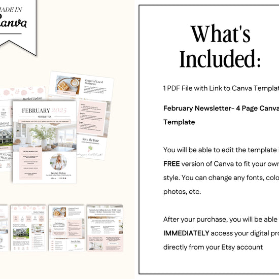 February Real Estate Newsletter | Real Estate Marketing | Real Estate Newsletter | Email Marketing | Canva Template| Printable | Valentine's