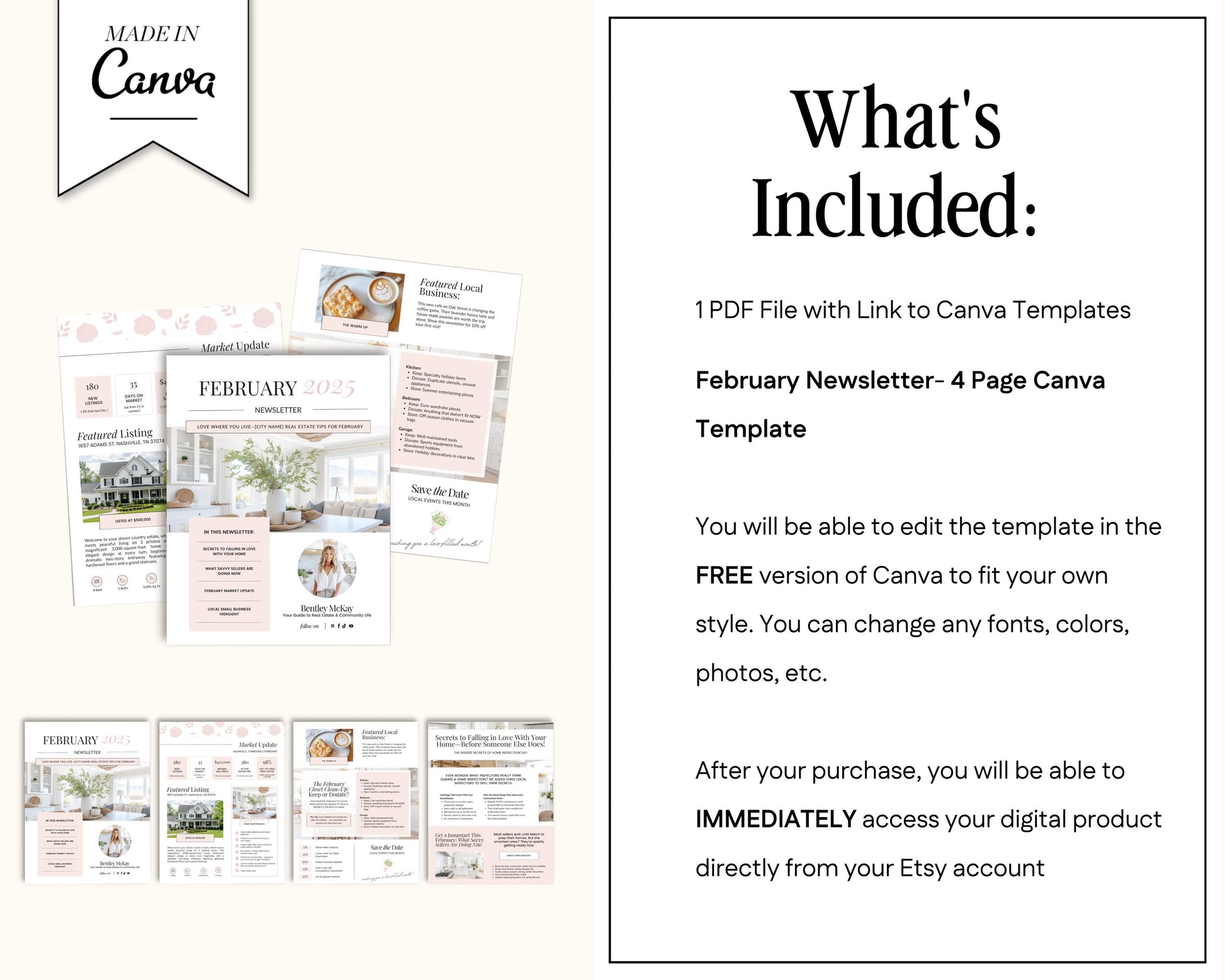 February Real Estate Newsletter | Real Estate Marketing | Real Estate Newsletter | Email Marketing | Canva Template| Printable | Valentine's