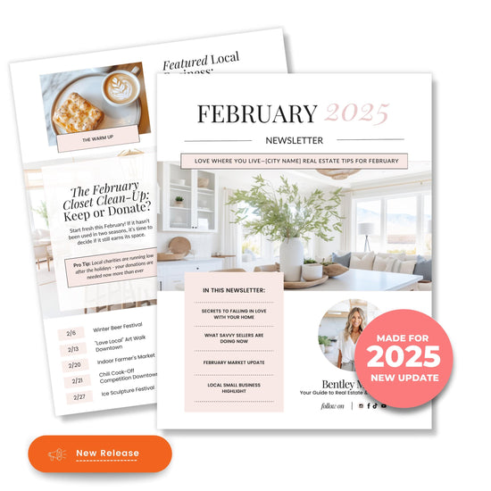 February Real Estate Newsletter | Real Estate Marketing | Real Estate Newsletter | Email Marketing | Canva Template| Printable | Valentine's