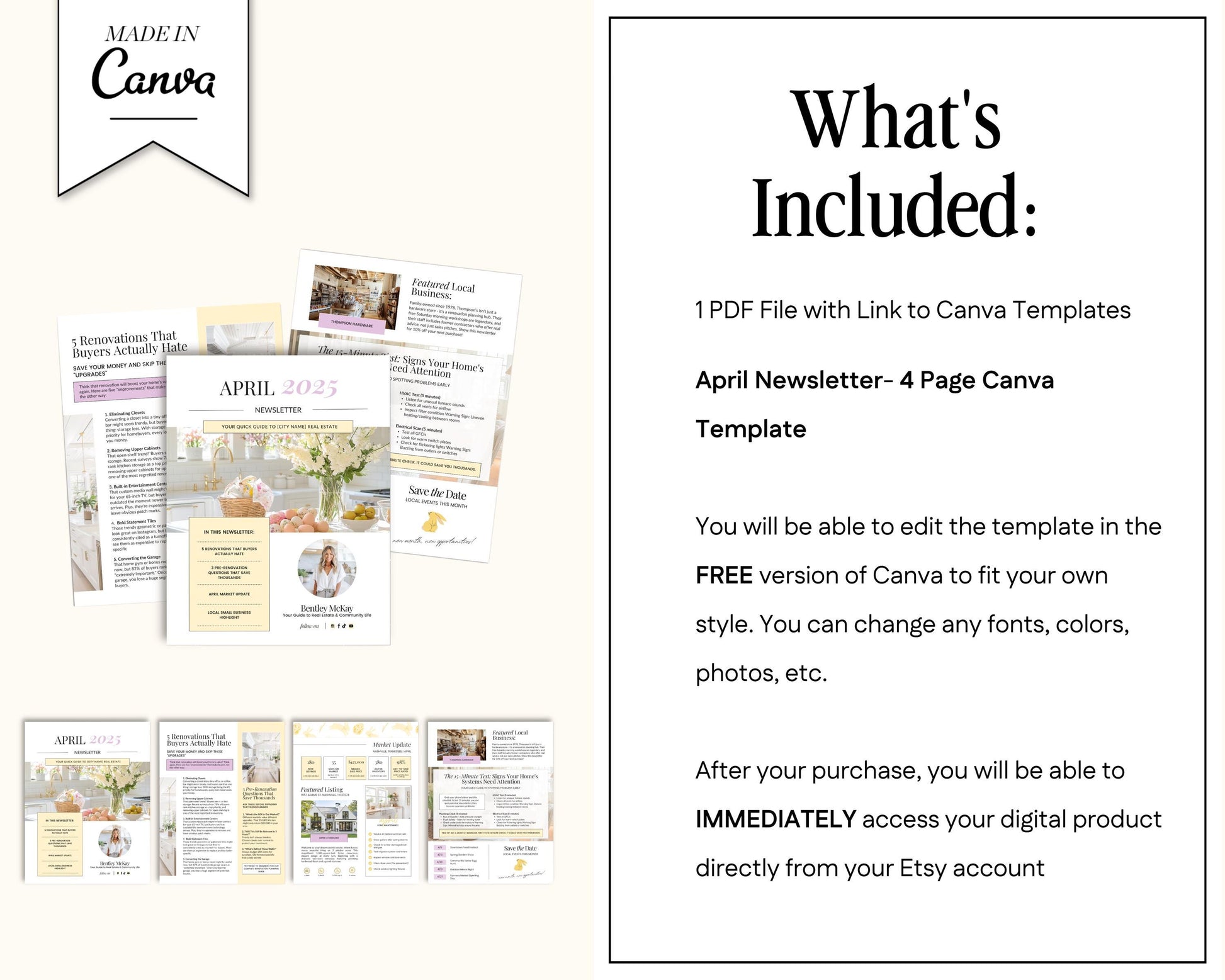 April Real Estate Newsletter | Real Estate Marketing | Monthly Real Estate Newsletter | Email Marketing | Canva Template| Printable| Easter