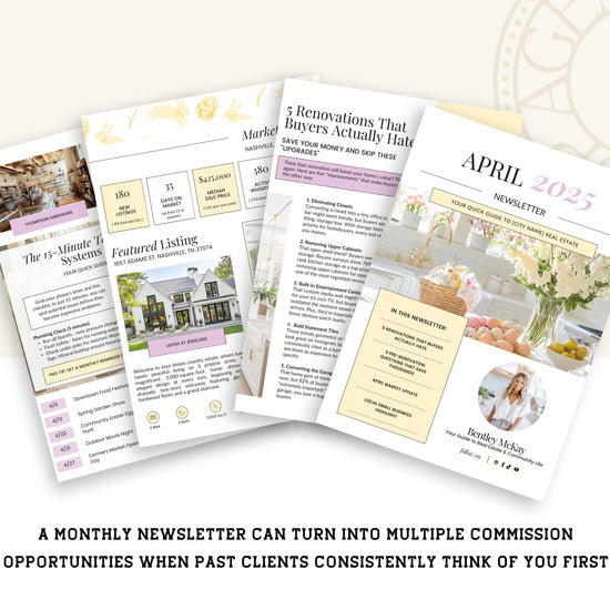 April Real Estate Newsletter | Real Estate Marketing | Monthly Real Estate Newsletter | Email Marketing | Canva Template| Printable| Easter