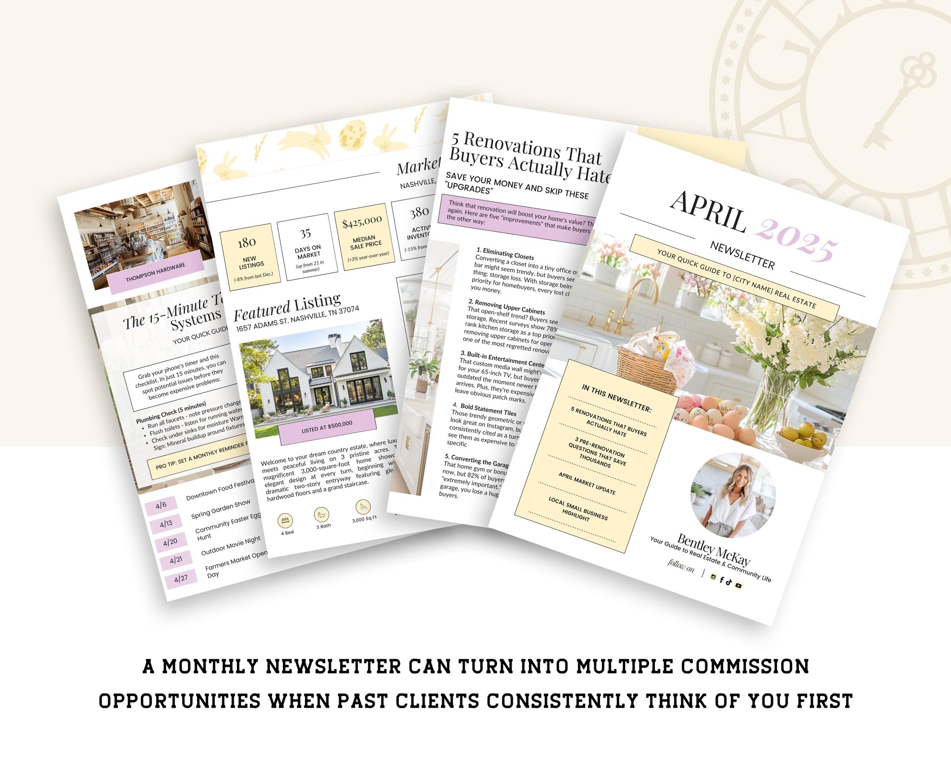 April Real Estate Newsletter | Real Estate Marketing | Monthly Real Estate Newsletter | Email Marketing | Canva Template| Printable| Easter
