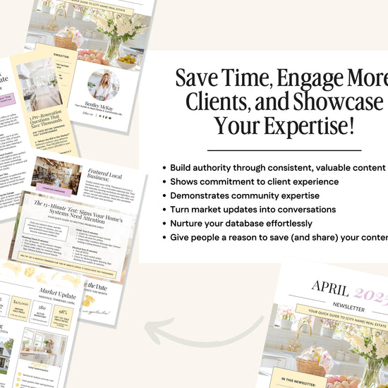 April Real Estate Newsletter | Real Estate Marketing | Monthly Real Estate Newsletter | Email Marketing | Canva Template| Printable| Easter