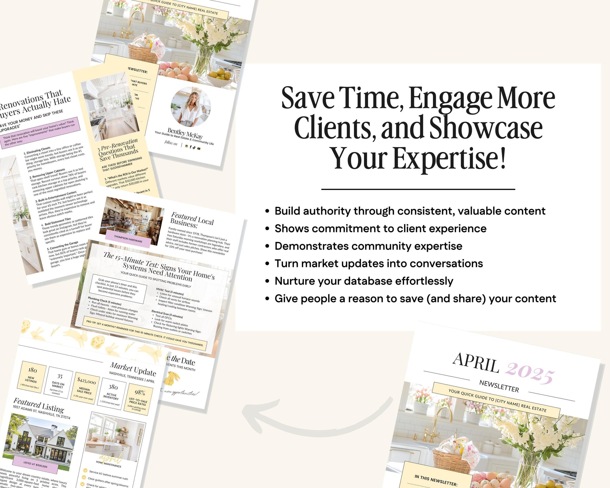 April Real Estate Newsletter | Real Estate Marketing | Monthly Real Estate Newsletter | Email Marketing | Canva Template| Printable| Easter