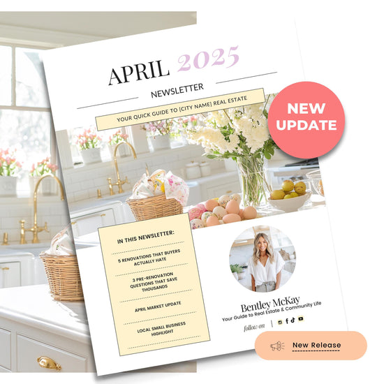 April Real Estate Newsletter | Real Estate Marketing | Monthly Real Estate Newsletter | Email Marketing | Canva Template| Printable| Easter