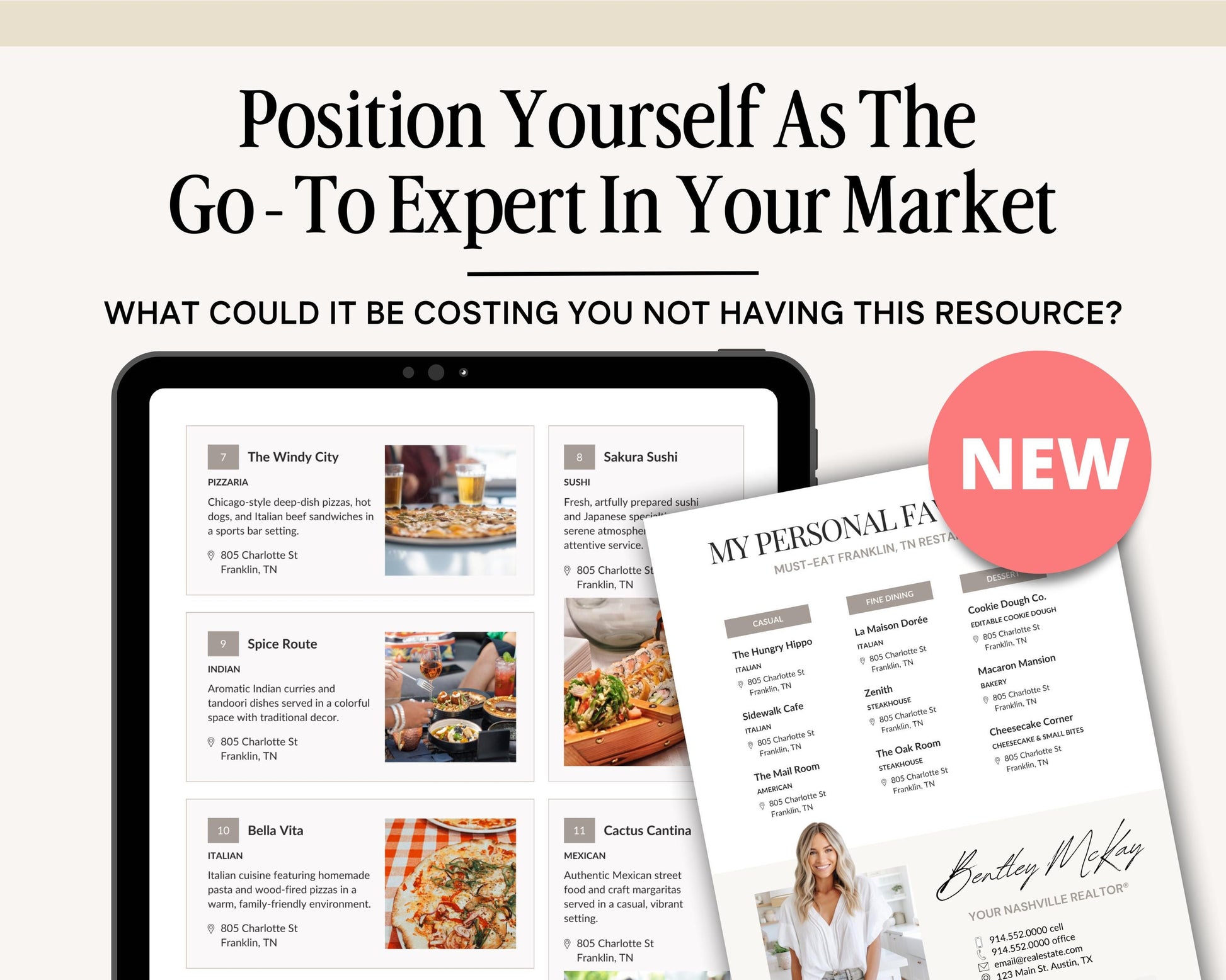 Restaurant Guide Real Estate | Community Guide | Real Estate Local Guide Template | Real Estate Lead Magnet | Newsletter | Home Buyer Guide