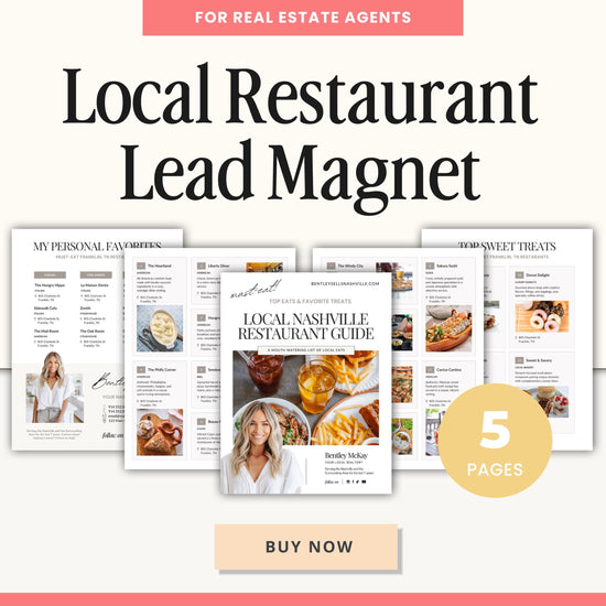 Restaurant Guide Real Estate | Community Guide | Real Estate Local Guide Template | Real Estate Lead Magnet | Newsletter | Home Buyer Guide