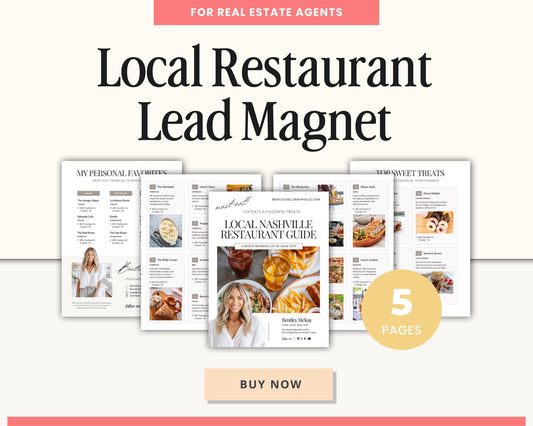 Restaurant Guide Real Estate | Community Guide | Real Estate Local Guide Template | Real Estate Lead Magnet | Newsletter | Home Buyer Guide