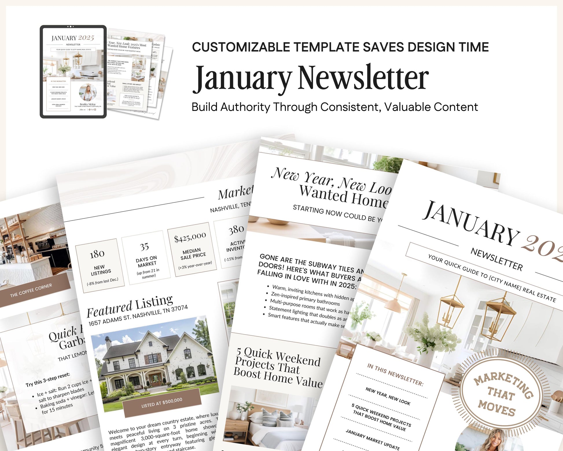 Real Estate January Newsletter | Real Estate Marketing | Real Estate Newsletter | Email Marketing | Canva Template | Printable | New Year