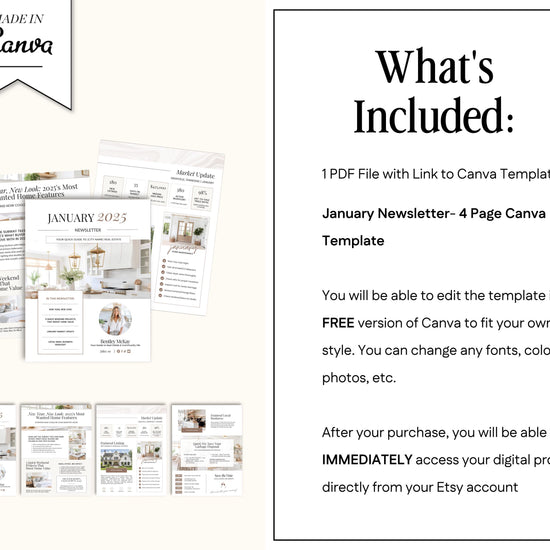 Real Estate January Newsletter | Real Estate Marketing | Real Estate Newsletter | Email Marketing | Canva Template | Printable | New Year