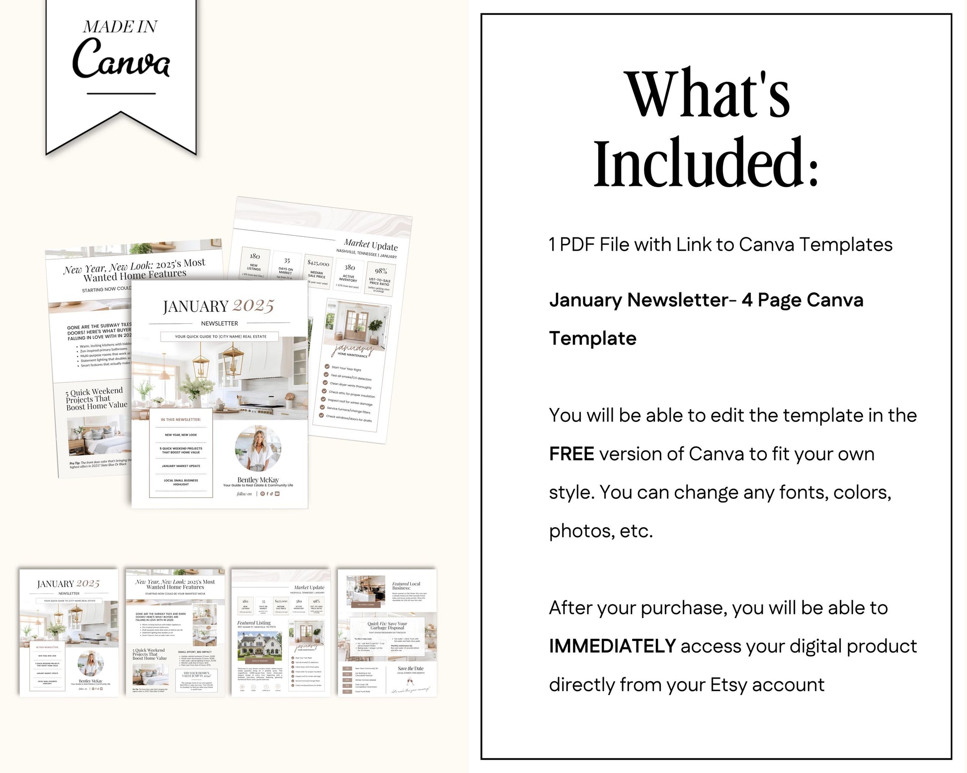 Real Estate January Newsletter | Real Estate Marketing | Real Estate Newsletter | Email Marketing | Canva Template | Printable | New Year