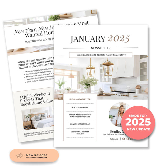Real Estate January Newsletter | Real Estate Marketing | Real Estate Newsletter | Email Marketing | Canva Template | Printable | New Year