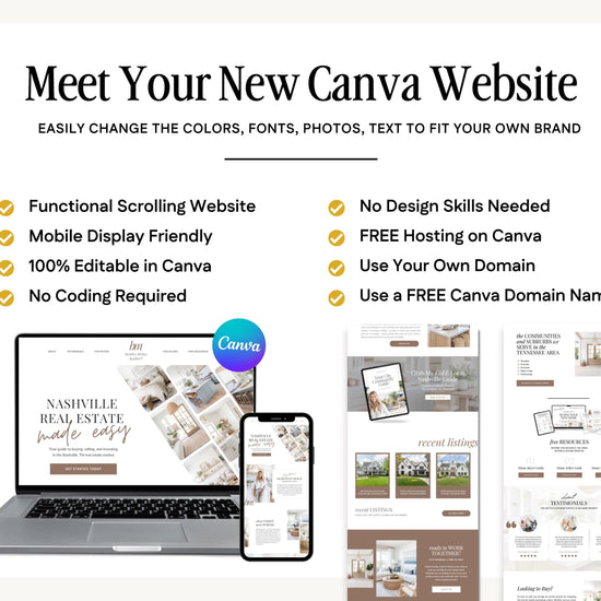 Real Estate Canva Website Template | Real Estate Agent Website Template | Landing Page | Lead Magnet | Home Buyer Guide | Home Seller Guide
