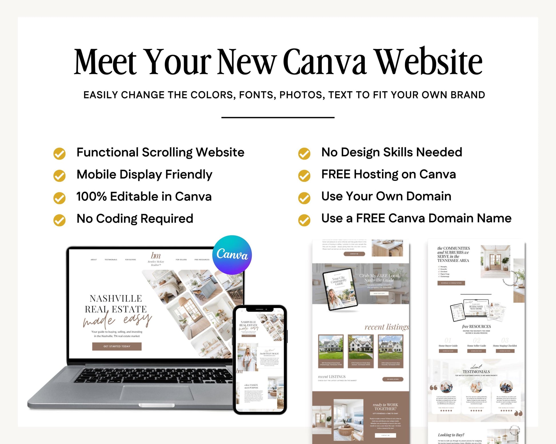Real Estate Canva Website Template | Real Estate Agent Website Template | Landing Page | Lead Magnet | Home Buyer Guide | Home Seller Guide