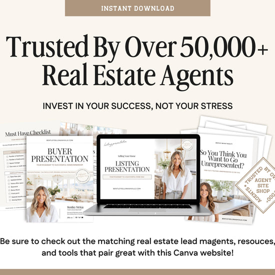 Real Estate Canva Website Template | Real Estate Agent Website Template | Landing Page | Lead Magnet | Home Buyer Guide | Home Seller Guide