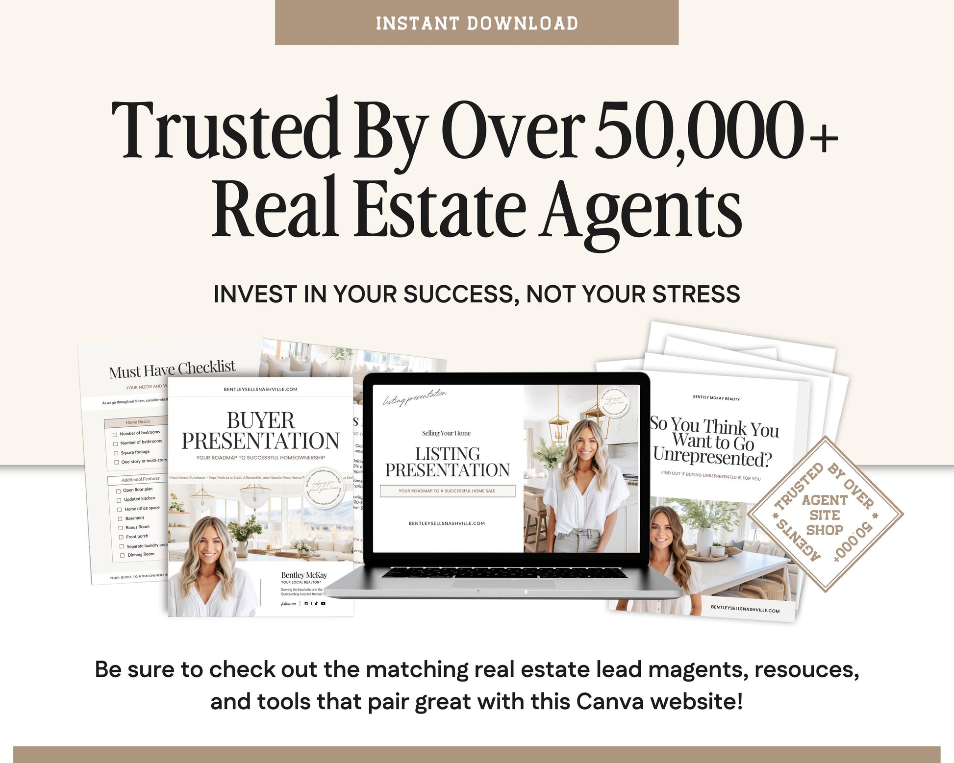 Real Estate Canva Website Template | Real Estate Agent Website Template | Landing Page | Lead Magnet | Home Buyer Guide | Home Seller Guide