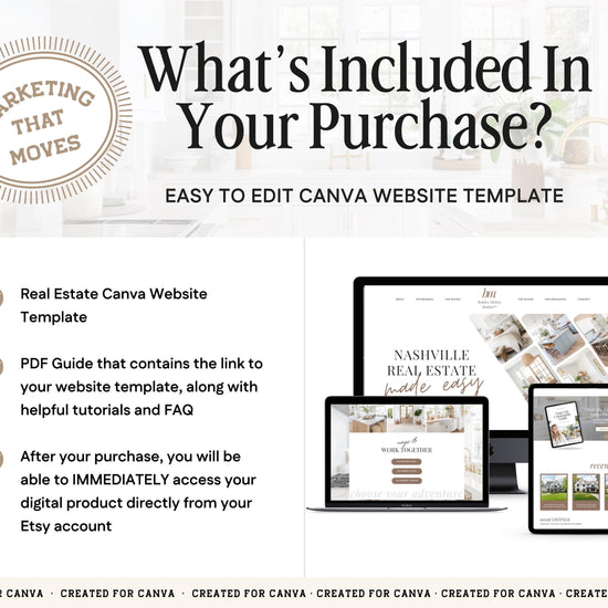 Real Estate Canva Website Template | Real Estate Agent Website Template | Landing Page | Lead Magnet | Home Buyer Guide | Home Seller Guide
