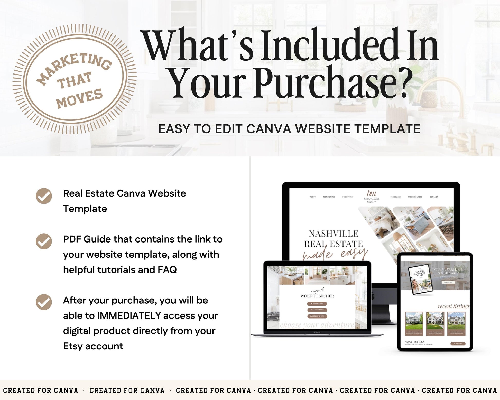 Real Estate Canva Website Template | Real Estate Agent Website Template | Landing Page | Lead Magnet | Home Buyer Guide | Home Seller Guide