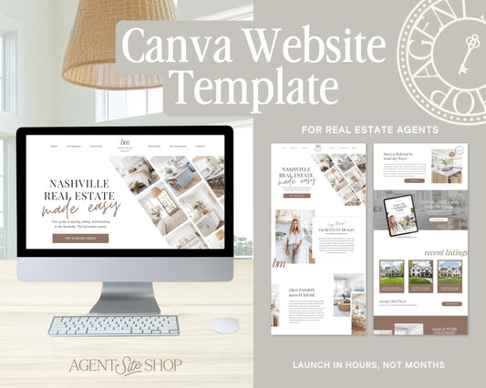 Real Estate Canva Website Template | Real Estate Agent Website Template | Landing Page | Lead Magnet | Home Buyer Guide | Home Seller Guide