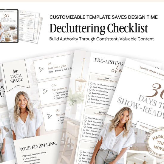 30 Days of Decluttering Checklist | Real Estate Lead Magnet | Listing Checklist | Decluttering Checklist | Real Estate Marketing | Lead Gen